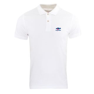Мъжка памучна тениска с яка Fullmax - Бял, 2XL